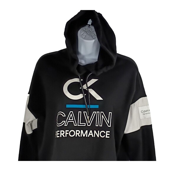 Calvin Klein Crop Top Hoodie Black Sweatshirt Size S Classic Preppy Old Money - Picture 1 of 9
